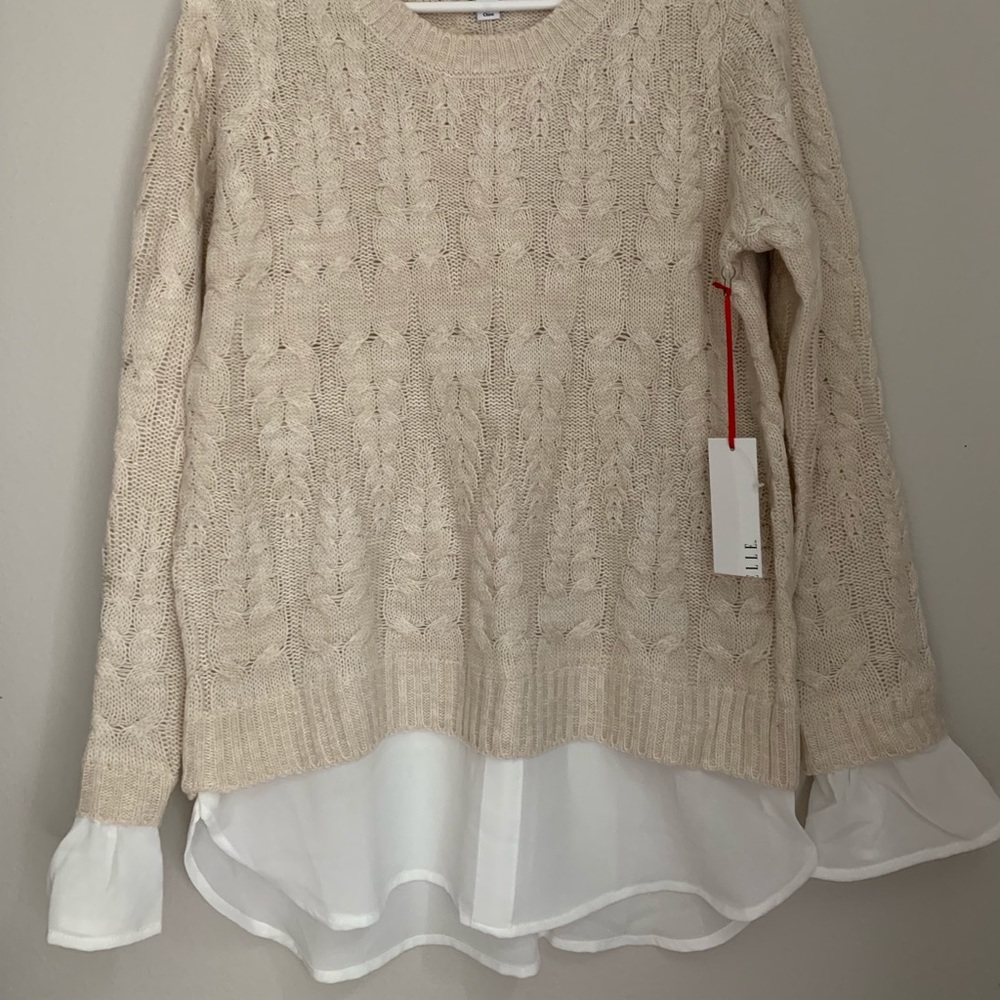 Sweater with Silk Shirt Layer